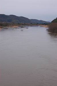 大水が出た小田川。